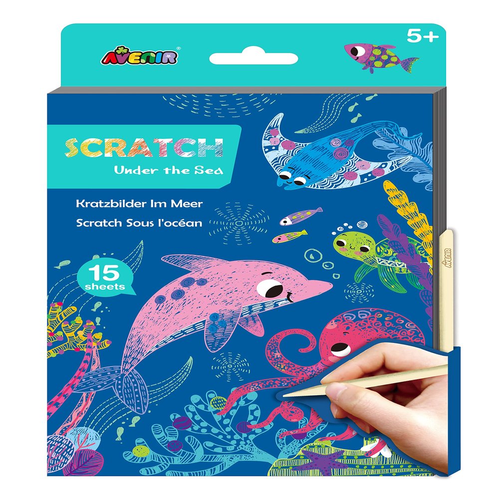 Avenir | A5 Scratch Book | Under The Sea | Scratch & Craft Activity for Ages 6+, Multi Colours