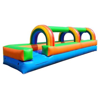 Crossover Inflatable Splash and Ride Waterslide for Kids with Blower, 25 x 9 x 6 Foot Rainbow Water Slide with Built in Misting System for Backyard Party Events, with Stakes and Storage Bag