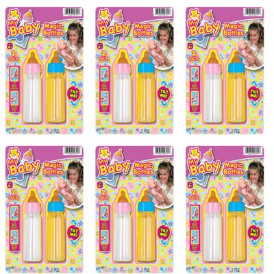 JA-RU Magic Baby Doll Bottles Milk Bottle and Juice Bottle, Great Baby Doll Accessories. Set with 2 Bottles. 701-6