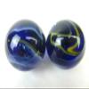 Big Game Toys~Set of 2 Starry Night 35mm Boulder Black/Blue/Red/Yellow/White Swirl Large Shooter Solid Glass Marbles Aquarium Decor view 3