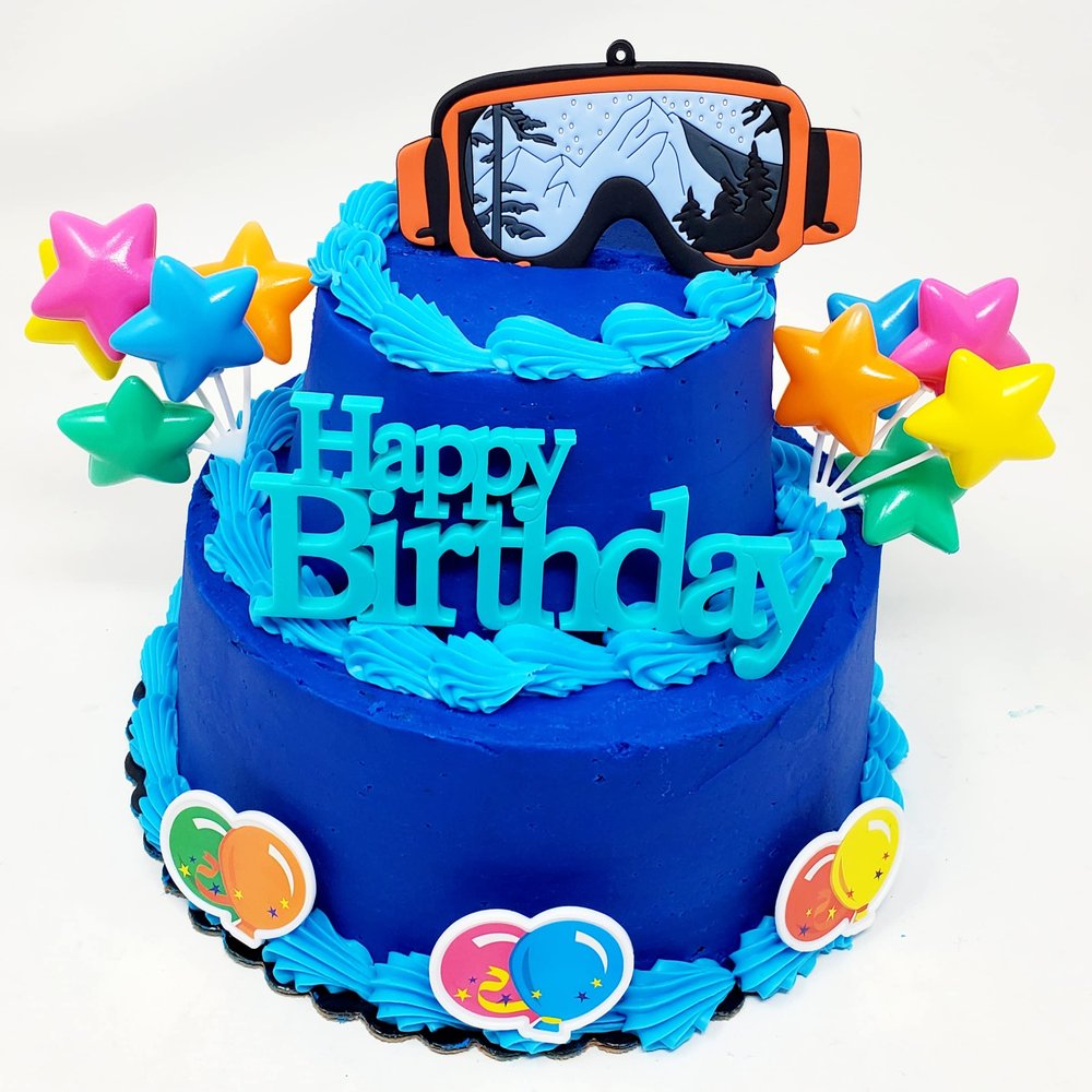 Skiing Skier Ski Goggles 7 Piece Themed Birthday Cake Topper Set
