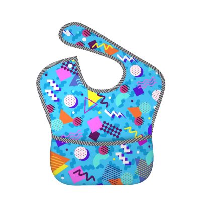 Midaivu Retro 80s 90s Baby Bib Baby Feeding Bibs Adjustable Waterproof Bib With Pockets For 6-24 Months Baby