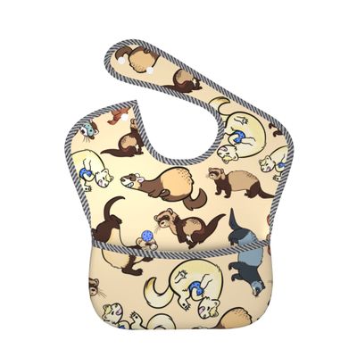 Midaivu Cute Ferret Baby Bib Baby Feeding Bibs Adjustable Waterproof Bib With Pockets For 6-24 Months Baby