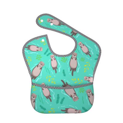 Midaivu Otter Baby Bib Baby Feeding Bibs Adjustable Waterproof Bib With Pockets For 6-24 Months Baby