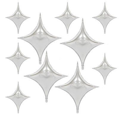 10 Pcs Silver Star Balloon 26 inch Silver Balloons 10 inch mini Ballooon for New Years Decorations 2026 Wedding Star Birthday Party Decorations Supplies