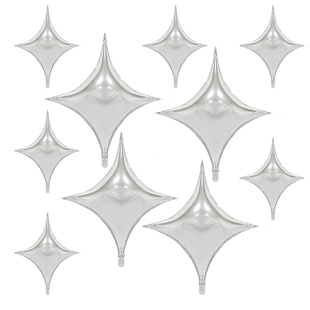10 Pcs Silver Star Balloon 26 inch Silver Balloons 10 inch mini Ballooon for New Years Decorations 2026 Wedding Star Birthday Party Decorations Supplies