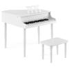 Costzon Classical Kids Piano, 30 Keys Wood Toy Grand Piano with Music Stand and Bench, Mini Musical Toy for Child, Ideal for Children's Room, Toy Room, Best Gifts (4 Straight Leg, White) view 1