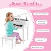 Costzon Classical Kids Piano, 30 Keys Wood Toy Grand Piano with Music Stand and Bench, Mini Musical Toy for Child, Ideal for Children's Room, Toy Room, Best Gifts (4 Straight Leg, White) view 2