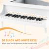 Goplus 30-Key Classical Kids Piano, Mini Grand Piano Wooden Learn-to-Play Musical Instrument Toy with Bench, Piano Lid, Music Rack, Gift for Boys Girls Aged 2+ Baby Toddler(4 Straight Leg-White) view 3