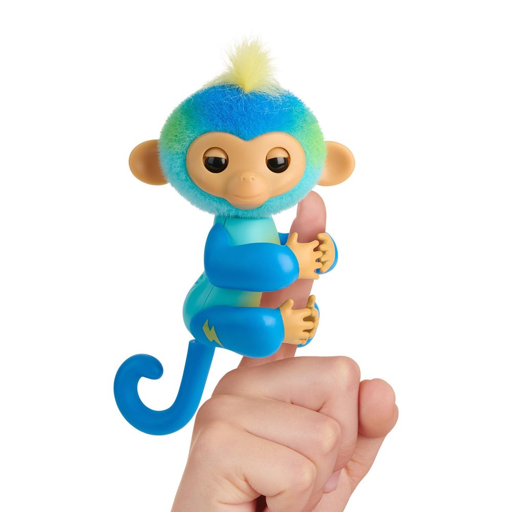 Fingerlings 2023 NEW Interactive Baby Monkey Reacts to Touch 70+ Sounds & Reactions Leo (Blue)