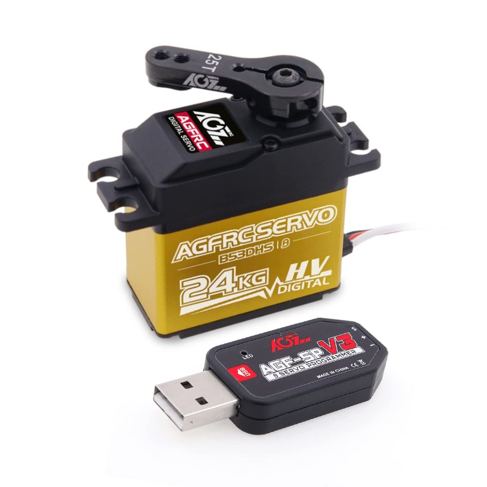 AGFRC B53DHS 24KG High Torque Standard RC Servo and AGF-SPV3 Servo Programmer