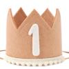 1st Birthday Crown - Baby Party Hat and Decorations, Brown/Pink for Girls/Boys view 1