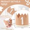 1st Birthday Crown - Baby Party Hat and Decorations, Brown/Pink for Girls/Boys view 2