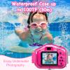 Agoigo Kids Waterproof Camera - Children Underwater HD Video Digital Camcorder, Portable Travel Toy for Toddler - Ideal Christmas Birthday Gifts for Boys Girls Age 3-12 with 32GB Card (Rose Red) view 4