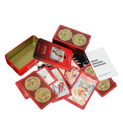 Jayiaine Tarot Card Deck, 78 Classic Portable Fate Divination Holographic Spiritual Tarot Card Set Party Meaningful Future Telling Game Oracle Card for Beginners,Red