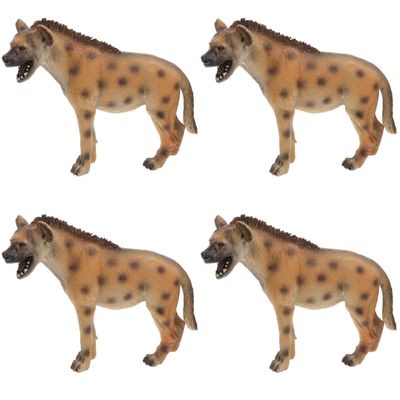 ibasenice 4pcs Hyena Model Toy for Kids Realistic Plastic Hyena Figurine 4.33In Wildlife Animal Cognitive Toy Educational Collectible for Home Desk and Miniature Garden Decor