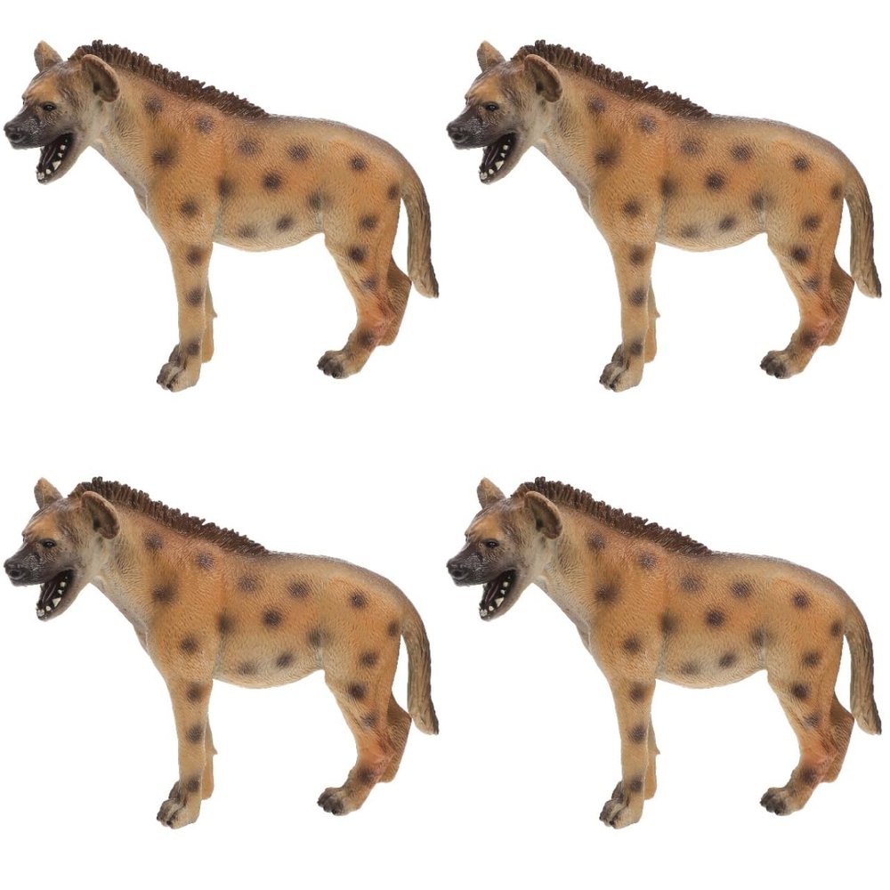 ibasenice 4pcs Hyena Model Toy for Kids Realistic Plastic Hyena Figurine 4.33In Wildlife Animal Cognitive Toy Educational Collectible for Home Desk and Miniature Garden Decor