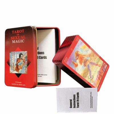 Jayiaine 78 Tarot Cards with Instruction, Waterproof, Anti-Wrinkle, Waite Tarot Cards, Deck with Exquisite Iron Box for Birthday Holiday Family Party Play Card Game,Red