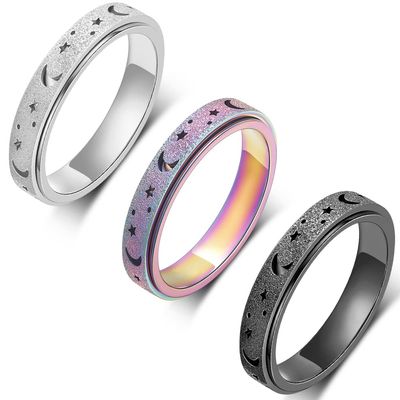 3 Colors Pack Titanium Stainless Steel Fidget Toys Anxiety Ring for Women Spinner Ring Fidget Rings Fidget Spinner Ring Silver Rainbow Black Size 10