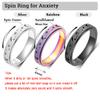 3 Colors Pack Titanium Stainless Steel Fidget Toys Anxiety Ring for Women Spinner Ring Fidget Rings Fidget Spinner Ring Silver Rainbow Black Size 10 view 4