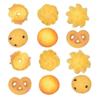 Aliotech 12PCS Mini Artificial Biscuits Fake Cookies Simulation Realistic Dessert Crackers for Home Kitchen Decor Display Props Model(Mini Size)