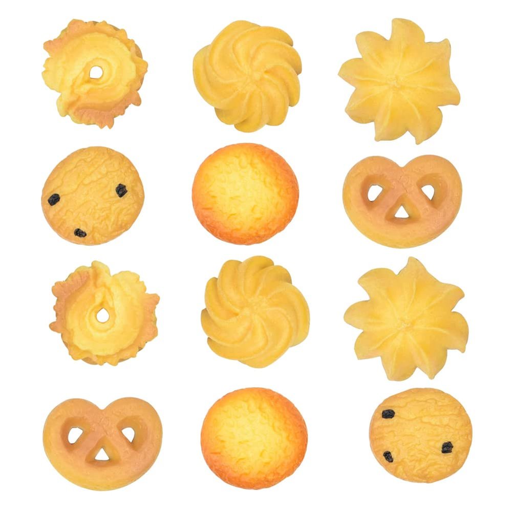 Aliotech 12PCS Mini Artificial Biscuits Fake Cookies Simulation Realistic Dessert Crackers for Home Kitchen Decor Display Props Model(Mini Size)