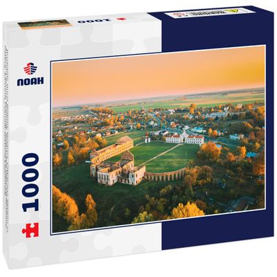 Noah Jigsaw Puzzle Ruzhany, Brest Region, Belarus. Cityscape Skyline in Autumn Sunny Evening. Bird's-Eye View of Ruzhany Palace. Famous Popular Historic Landmark 1000 Pieces