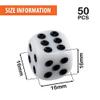 50 Pack 16MM White Dice Set Acrylic Rounded Six Sided D6 Dice Cubes with Black Pips Dots for Board Games, Parties, Fun, DIY view 2
