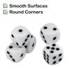 50 Pack 16MM White Dice Set Acrylic Rounded Six Sided D6 Dice Cubes with Black Pips Dots for Board Games, Parties, Fun, DIY view 3