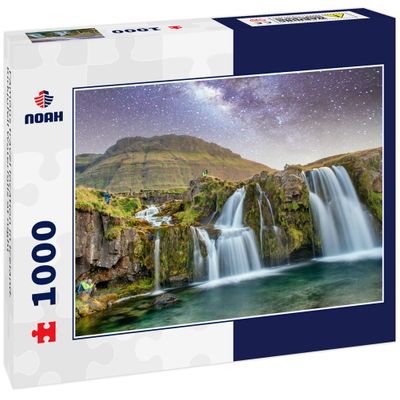 Noah Jigsaw Puzzle Famous Travel Location in Iceland. Kirkjufell Waterfalls at Night 1000 Pieces