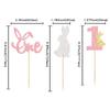 24Pcs Easter Bunny One Cupcake Toppers Some Bunny is One Birthday Decorations Pink Glitter Easter Cake Decorations Bunny Easter Theme Girl Spring Theme First Birthday Party Decorations view 2