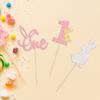24Pcs Easter Bunny One Cupcake Toppers Some Bunny is One Birthday Decorations Pink Glitter Easter Cake Decorations Bunny Easter Theme Girl Spring Theme First Birthday Party Decorations view 4