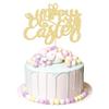 1Pc Happy Easter Cake Topper - Gold Glitter Rabbit Carrot Cake Picks - Bunny Decorations for Themed Baby Shower, Kids Birthday Party Supplies view 1