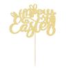 1Pc Happy Easter Cake Topper - Gold Glitter Rabbit Carrot Cake Picks - Bunny Decorations for Themed Baby Shower, Kids Birthday Party Supplies view 3