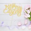 1Pc Happy Easter Cake Topper - Gold Glitter Rabbit Carrot Cake Picks - Bunny Decorations for Themed Baby Shower, Kids Birthday Party Supplies view 4
