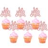 24pcs Happy Rose Gold Glitter Easter Rabbit Carrot Egg Cupcake Picks - Kids Birthday Party Cake Decorations view 1