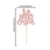 24pcs Happy Rose Gold Glitter Easter Rabbit Carrot Egg Cupcake Picks - Kids Birthday Party Cake Decorations view 2