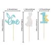 24Pcs Easter Bunny One Cupcake Toppers Some Bunny is One Birthday Decorations Blue Glitter Easter Cake Decorations Bunny Easter Theme Boy Spring Theme First Birthday Party Decorations view 2