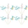 24Pcs Easter Bunny One Cupcake Toppers Some Bunny is One Birthday Decorations Blue Glitter Easter Cake Decorations Bunny Easter Theme Boy Spring Theme First Birthday Party Decorations view 3