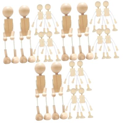 ADOCARN Wooden Animals 18 pcs for Crafts Making Painting Cartoon Peg Figure Robot Decoration DIY Craft Decor Art Joints Wooden Unfinished Adjustable Dolls Figures Movable