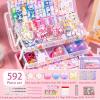 592 PCS Cute Vsco Vinyl Aesthetic Stickers, Luxury Guka Suit+Three-Layer Storage Box, Gooka Stickers/Hand Account for Girls, Kids, Children (X017) view 2