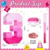 Sratte Number Piata Pink Piata Birthday Decorations Gradient with Stick Blindfold Confetti for Girls Boys Birthday Anniversary Party Decorations Supplies(Number 3) view 2