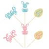 24pcs Gender Reveal Cupcake Toppers - Blue Pink Glitter Bunny Egg Cake Picks - Happy Easter Cake Decorations - Bunny Easter Theme Spring Theme Babyshower Birthday Party Decorations view 3