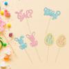 24pcs Gender Reveal Cupcake Toppers - Blue Pink Glitter Bunny Egg Cake Picks - Happy Easter Cake Decorations - Bunny Easter Theme Spring Theme Babyshower Birthday Party Decorations view 4
