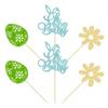 24 Pcs Oh Baby Cupcake Toppers - Blue Glitter Babyshower Cake Picks - Happy Easter Bunny & Spring Theme Boy Birthday Party Decorations view 2