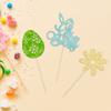 24 Pcs Oh Baby Cupcake Toppers - Blue Glitter Babyshower Cake Picks - Happy Easter Bunny & Spring Theme Boy Birthday Party Decorations view 4