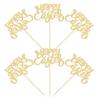 24pcs Happy Easter Cupcake Toppers - Gold Glitter Bunny Ear Cupcake Picks - Day Theme Baby Shower Kids Birthday Party Cake Decorations view 3