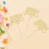 24pcs Happy Easter Cupcake Toppers - Gold Glitter Bunny Ear Cupcake Picks - Day Theme Baby Shower Kids Birthday Party Cake Decorations view 4