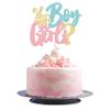 1Pc Happy Easter Boy or Girl Cake Topper Blue Pink Glitter Rabbit Bunny Gender Reveal Cake Food Pick Bunny Cake Decorations for Happy Easter Themed Baby Shower Kids Birthday Party Supplies view 1