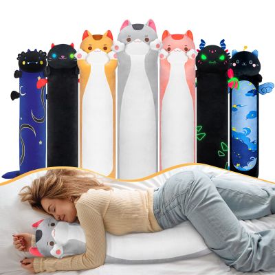 Mewaii Long Cat Plush Kids Body Pillow, 36 Inch Cute Gray Cat Stuffed Animals Soft Plushies, Kitten Kawaii Plush Throw Pillow Doll Toy Gift for Girlfriend